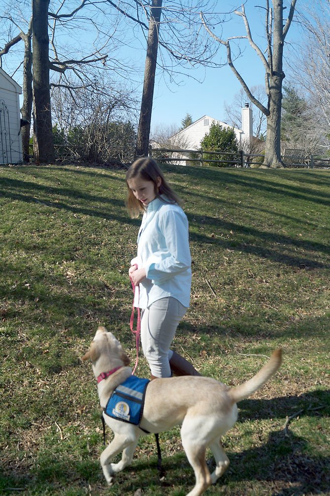 Bridget Kennerley of Burke area walks with her dog Saki, who now accompanies her to most places and is always by her side when she is at home. Bridget said, “She sleeps next to my bed, sits there when I’m brushing my teeth and cleaning my room … saying goodbye to her this August is going to be horrible.”
