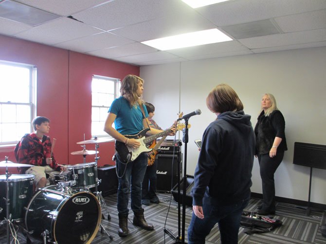 Vienna School of Rock students rehearsing for their March 9 gig with guitar rock legend Earl Slick.
