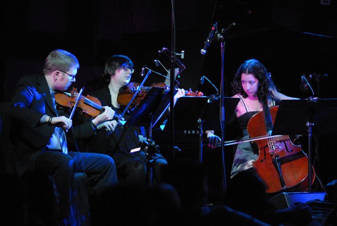 From left: Caleb Burhans, violin; Nadia Sirota; viola; Clarice Jensen, cello. 