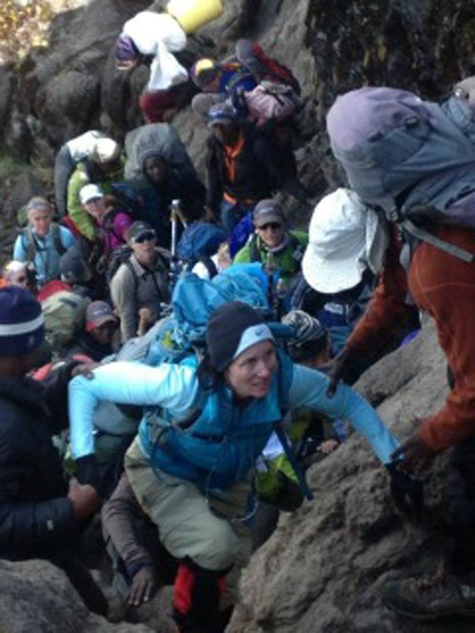 Bridgit Fried of Potomac as she climbs up Mount Kilimanjaro.
