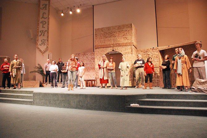 The cast—all members of the Jubilee congregation—rehearses a number from “Christ Alone.”