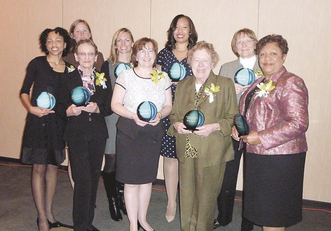 The 2013 Salute to Women award winners were honored March 18 at the Carlyle Westin Hotel. They include (front, from left): Monica Reid, Nina Tisara, Robin Wallin, Becky Davies and Faye Gunn. In back, Commission for Women chair Liz Johnson joins Erika Kleiner, Monica Jones and Pat Miller. Not pictured are Karyn Moran, Brooke Curran and Elizabeth Todd.
