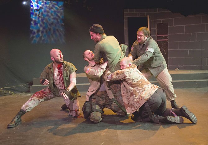 Frank Britton as Banquo, James Finley as Fleance, Joe Carlson as Macbeth, Will Hayes as Hecate, Matt Dewberry as Gruoch in The American Century Theater’s “Voodoo Macbeth,” running through April 13.