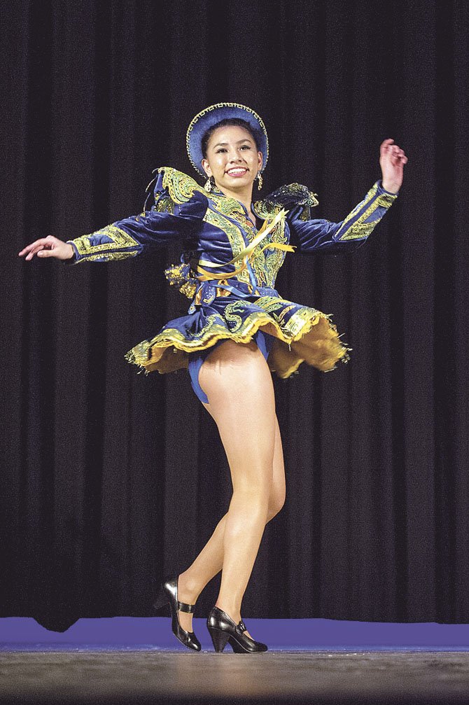 Vanessa Ferrufino dances a Bolivian Folkloric dance called Caporales.