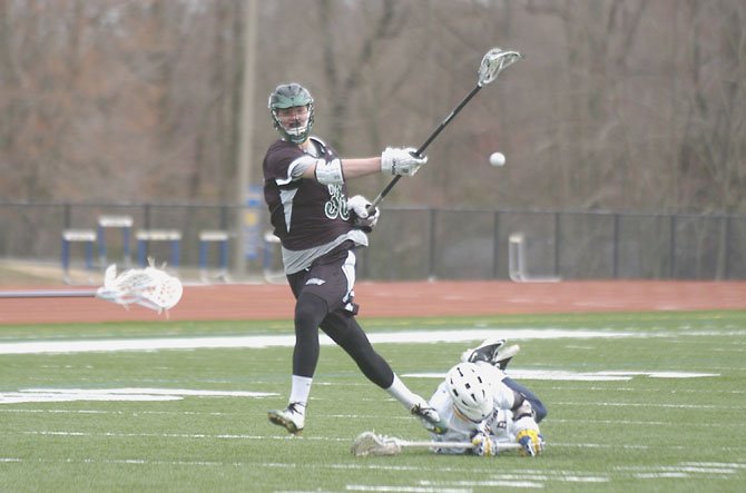 Senior defenseman Brad Dotson and the Langley boys’ lacrosse team lost to Robinson on March 28, but bounced back hours later with a victory against Chantilly.