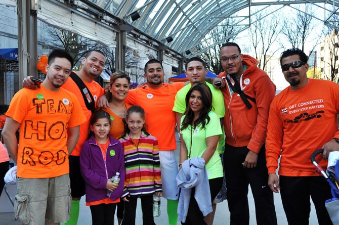 The Gerald Ramirez team from Springfield area included (from left): Evan Guerrero, Gladys Reyes, Soukayna Oukhouya, (all from Springfield), Timothy Siridavong and Warren Simmons of Lorton, young girls Savana Rushing and Layla Ramirez, Rose Ramirez (behind two girls), Diego Gonzales and Gerard Ramirez (far right), all of Springfield. 