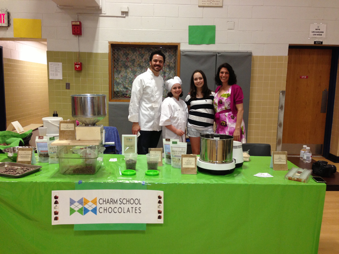Chef Josh Rosen, winner of the title "Sweet Genius" on the Food Network show of the same name, pictured with the Williams family on Herndon Elementary School's Career Day April 18.
