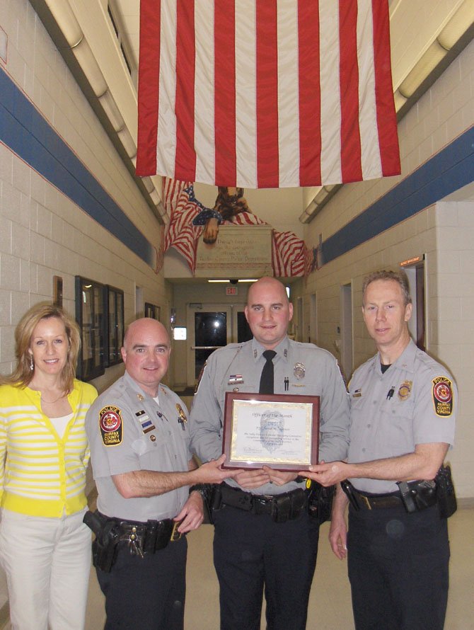 From left are CAC Chairman Leslie Jenuleson; Capt. Ed O’Carroll, commander, Sully District Station; PFC Jared Warner and Lt. Rich Morvillo.