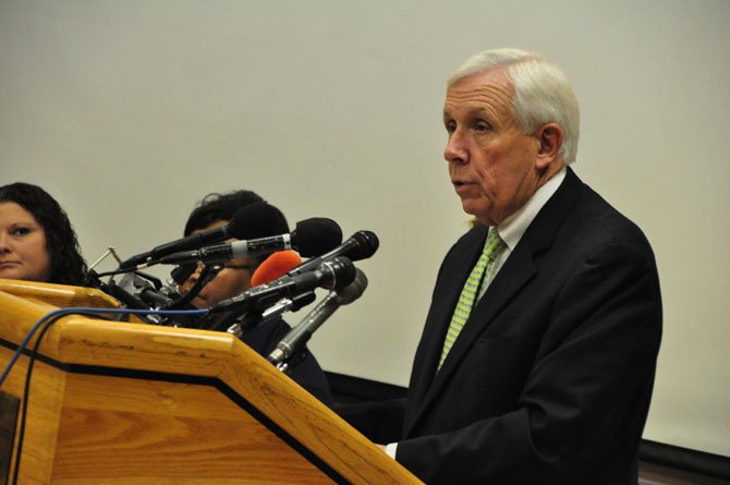 Rep. Frank Wolf (R-10) speaks at a forum on human trafficking at the McLean Community Center in May. Wolf is chair of the House Commerce-Justice-Science Appropriations subcommittee, which hosted a hearing on human trafficking on Feb. 26. 
