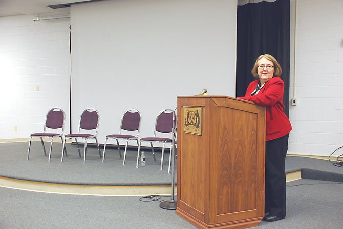 Unified Prevention Coalition of Fairfax County Executive Director Diane Eckert moderated an open forum discussion of high school transgressive social culture at Lake Braddock Secondary School.