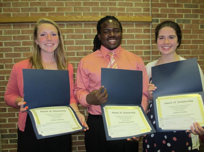 The Vienna Woman’s Club awarded $1,000 scholarships to three James Madison High School seniors, Alexa Shannon, Denzell Henderson and Sandra Richie.
