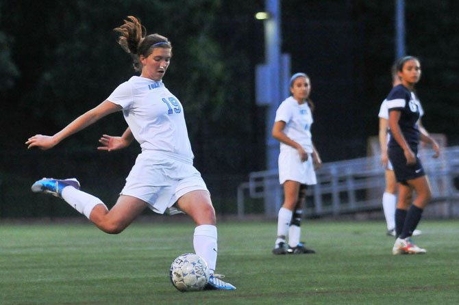 Yorktown senior Elizabeth Oden converted a penalty kick against Washington-Lee in the National District championship game on May 17 at Greenbrier Stadium.