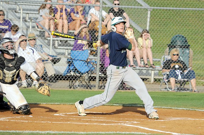 South County outfielder Dalton Williams swings against Lake Braddock in the Patriot District championship game on Monday, May 20.