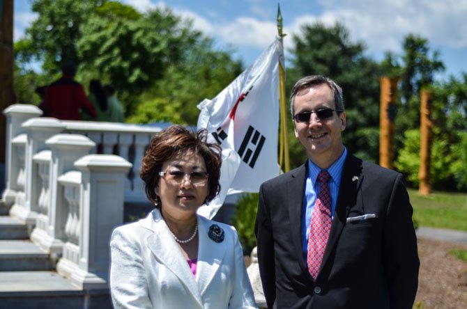 Executive Director of the Northern Virginia Regional Park Authority Paul Gilbert and President of the Korean American Cultural Committee Jeung Hwa Elmejjad-Yi.