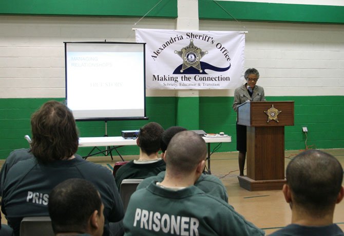 Fannie L. Allen gives inmates at the Alexandria jail instruction on the importance of good manners and courteous communications.

