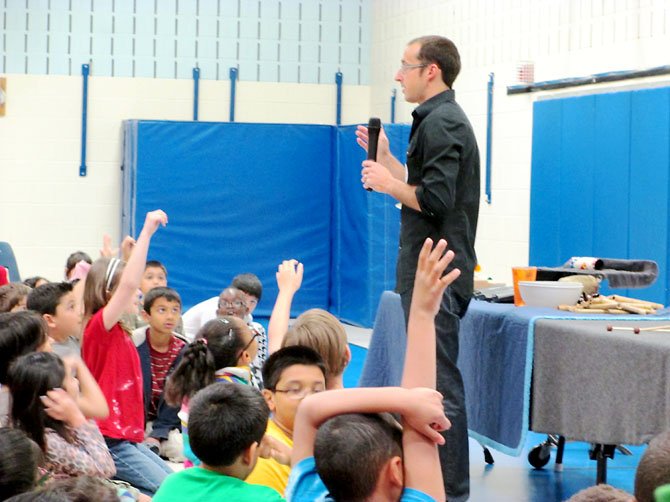 Cory Hills returned to his Springfield elementary school, Newington Forest, to perform "The Percussive Art of Storytelling," his popular, interactive and high-energy concert. 