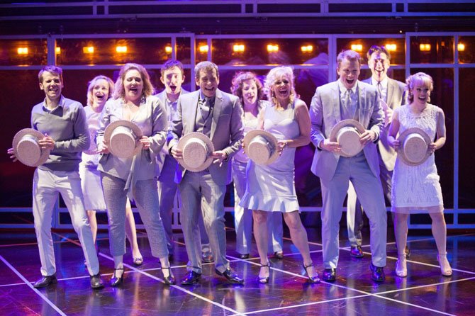 The cast of “Company,” at Signature Theatre through June 30, turns Manhattan into a dance floor as they sing “Side By Side By Side.”