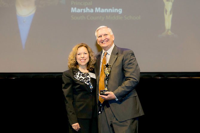 Marsha Manning, principal at South County Middle School, with FCPS Deputy Superintendent Richard Moniuszko.