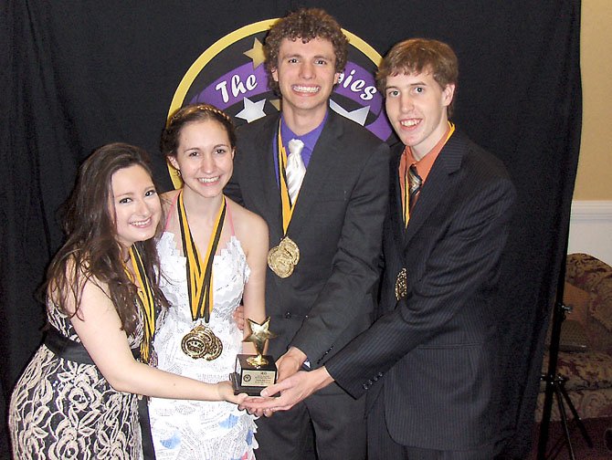 Sets: Chantilly High School, “You Can’t Take It With You,” (from left): Chloe Vasquez, Mia Rickenbach, Josh Lutz, Drew Pardo.