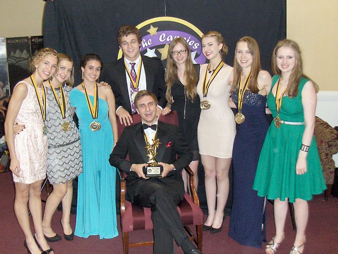 Critics’ Teams: McLean High School, (from left): Marielle Burt, Emma Paquette, Isabel Zapata, Damian Leverett, Polina Tamarina, Siena Richardson, Madelyn Paquette, Rachel Lawhead and (seated) Max Johnson. 