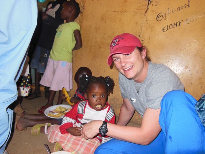 Kiley Scott with children in Kenya.