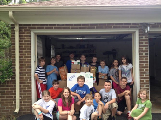 Oakton Elementary students who participated in a book drive in memory of Oakton dad Sergio Visaggio.