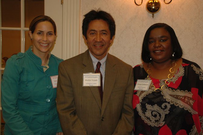 From left: Jane Rudolph, director, Department of Parks and Recreation; Walter Tejada, chairman, Arlington County Board, and Cheryl Johnson, manager, Office of Senior Adult Programs.
