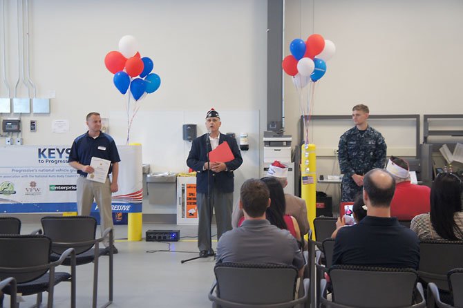 Gary Kelch, post commander of the VFW Springfield Post, thanks the community for their joint effort in helping to further the aims of the VFW.
