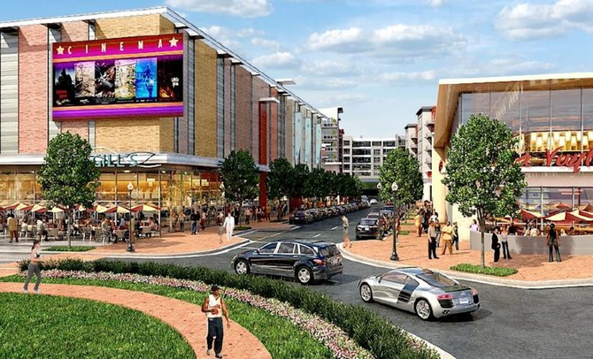 A grid of new streets will accommodate pedestrian-friendly shopping.