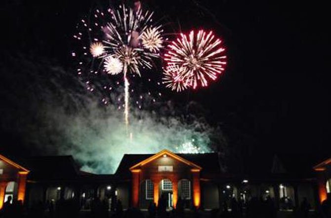 A patriotic display of fireworks at the Lorton Workhouse Arts Center.