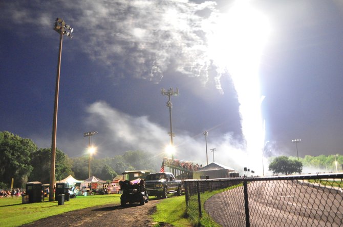 The grand finale of the annual Fourth of July fireworks lights up the sky at Langley High School. 