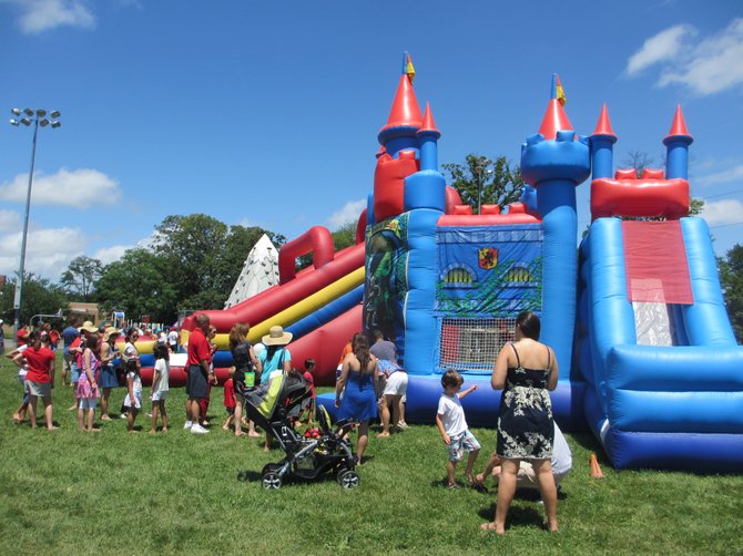 The inflatable castle and the rock-climbing wall had lines, although the caterpillar and obstacle course offered quick access.