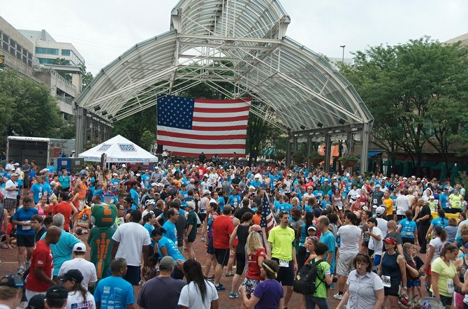 The Firecracker 5K for the Troops held on July 4 at Reston Town Center benefited the USO of Metropolitan Washington, a nonprofit that provides support services to military members and their families living in the area.