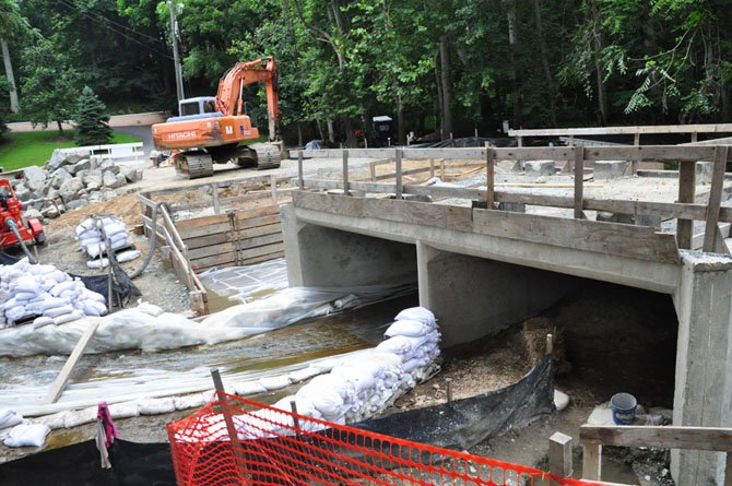 The replacement of the bridge at Beach Mill Road is almost halfway complete, and VDOT estimates it will be completed by late August. 