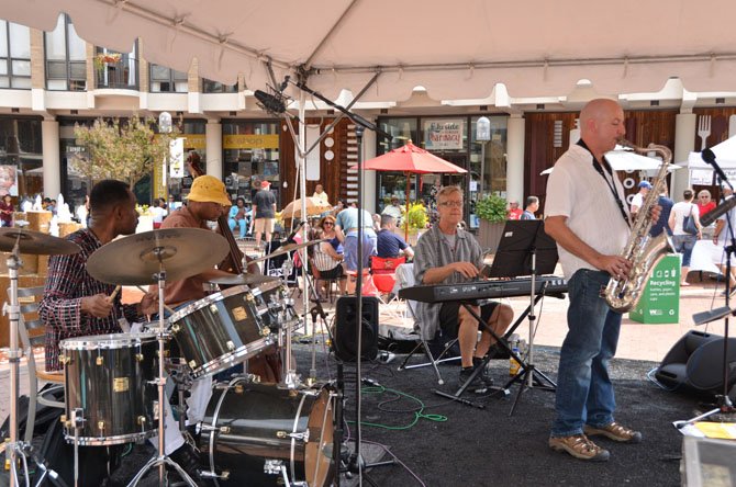 Members of the Forward Jazz Collective with Peter Fraize on the saxophone. 
