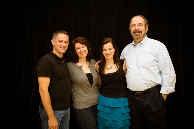 Cast of McLean Community Players’ “Time Stands Still,” from left: Michael Himes, Leta Hall, Andra Dindzans and Jon Roberts.
