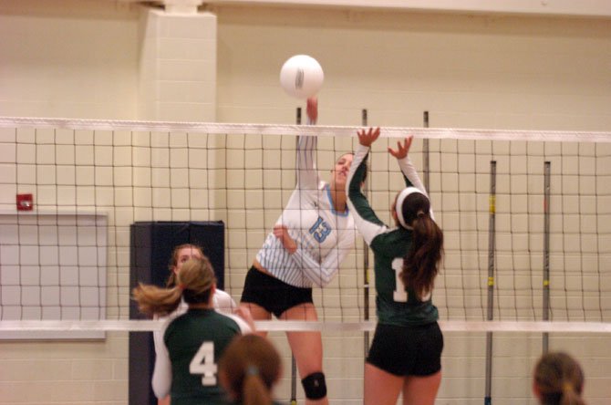 Yorktown senior outside hitter Haley Molnar finished with nine kills against Falls Church on Monday.