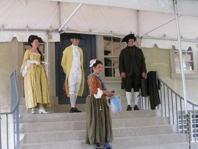 Dressed in 1770s attire from the American Revolution-era are (back row) Kimberly Walters, Harry Aycock, Paul McClintock and (front) Nicki Foronda.
