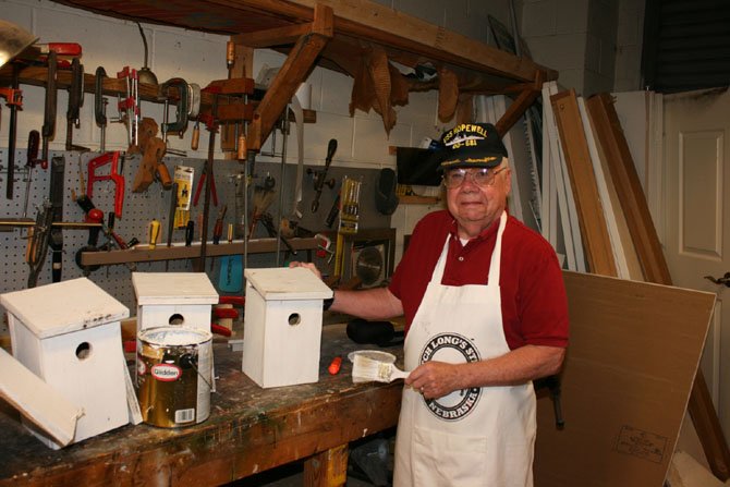 Jim Harkin, a resident of The Fairfax in Fort Belvoir, helped build, refurbish and maintain more than 20 birdhouses on the grounds, including homes for tree swallows and purple martins. 