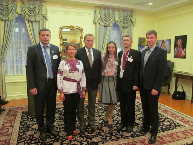 Members of the Ivano-Frankivsk Open World Delegation who visited Arlington from the Ukraine for 10 days include, from left: Igor Rudko, Oleksandra Fedoruk (president of the Ifano Frankivsk/Arlington Sister City organization), Ambassador Oleksandr Motsky, Oleksandra, Andriy Farmuha and Mykola Havryliak.