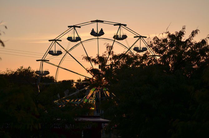 Herndon Fall Carnival ferris wheel at dusk.