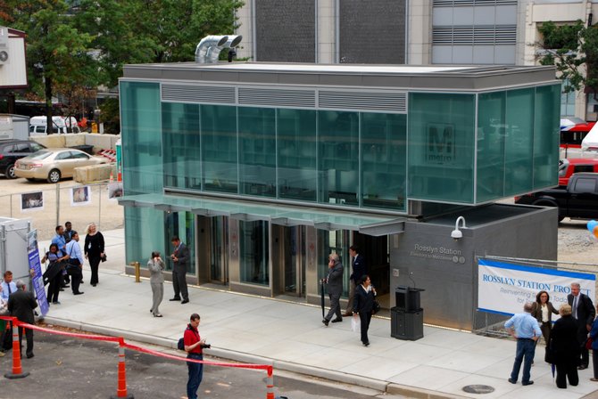 County officials staged a ceremony to celebrate the opening of improvements to the Rosslyn Metro station Monday.