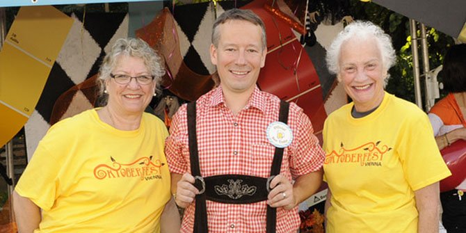 Carol Wolfand, Vienna Business Association; Greg Bernhard, 2013 Vienna Oktoberfest Burgermeister; and

Jane M. Seeman, Mayor of Vienna.

