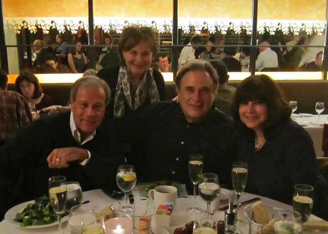 The authors and their "Happy Hubbys:" From left are Mitch Gorochow, author Monica Schaeffer, Ken Rabinowitz, and author Beth Rabinowitz. 
