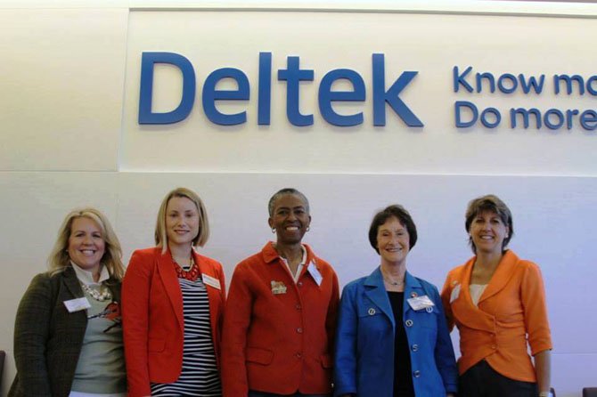 Deltek, Inc., the Herndon-based global software and information solutions company, kicked off the third annual Jeans Day in Fairfax County by hosting a fundraising breakfast. Attending the event were (from left) KayAnn Schoeneman, vice president of communications, Fairfax Chamber; Katharine Ryan, vice president of business development and operations, Fairfax Chamber; Fairfax County Supervisor Cathy Hudgins (D-Hunter Mill); Fairfax County Board of Supervisors Chairman Sharon Bulova (D-at-large), and Kathy Albarado, CEO of Helios HR in Reston.