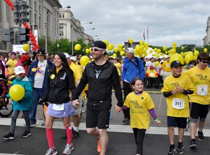 (From left) are BethAnn Telford, David Cook, Madeleine Baet and Jake Turner at the Race for Hope in May.