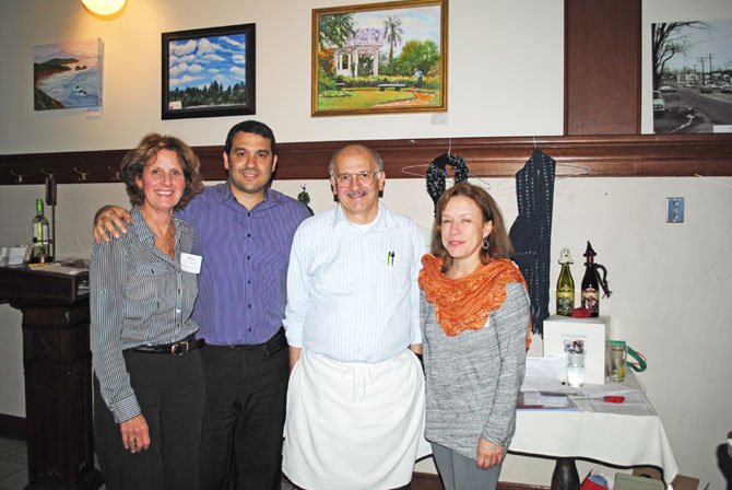 From left: Carol Caparosa, founder and executive director of Project Knitwell, Chris Mylonas, owner of Mylo's Grill, Damon Mylonas, Head Chef at Mylo's Grill, and Michelle Maynard, Project Knitwell volunteer and fundraiser organizer.