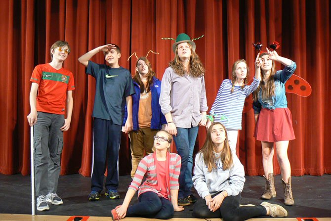 The Langley School students in rehearsal for ‘James and the Giant Peach’ show.