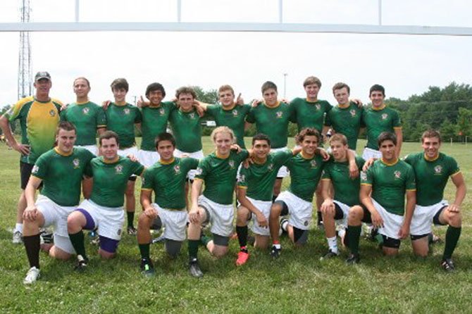 Great Falls Youth Rugby high school team with coach, Gary Coetzee.