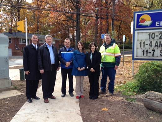 Present for the event were Tom Biesiadny, Director of Fairfax County Department of Transportation; Dranesville Supervisor John Foust; Department of Transportation Senior Transportation Planner, Tad Borkowski; Haycock Elementary School Principal, Dr. Kelly Sheers; Construction Project Engineer Fairfax County Capital Facilities Department, Lisa McCorkle; and Michael J. Stevens, Engineering Inspector Fairfax County Capital Facilities Department.
